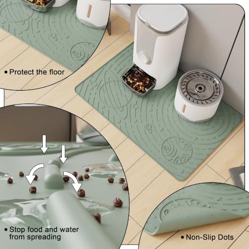 Galaxy Pet Feeding Mat (18.9"L x 11.8"W / Sage Green)