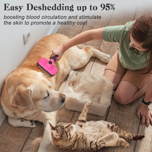 Self Cleaning Slicker Brush for Dogs & Cats (Pink)