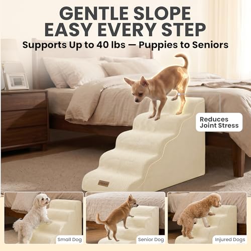 Dog Stairs for High Beds (Beige / Stairs 24.5"H)