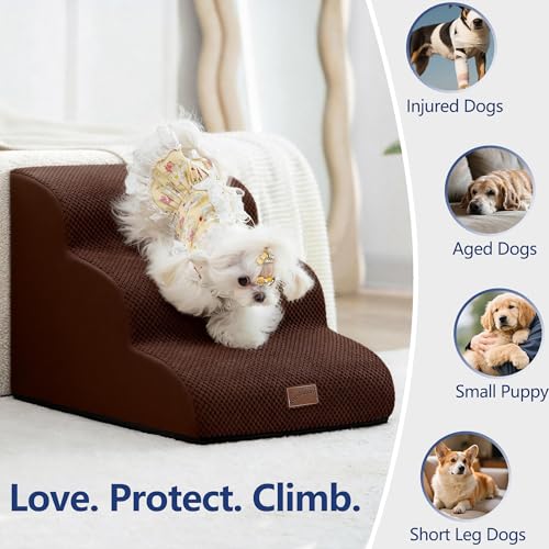 Ramp Dog Stairs for High Beds 24.4" H (Brown / 5-Step-Update (34.5"D x 17.7"W x 24.4"H))