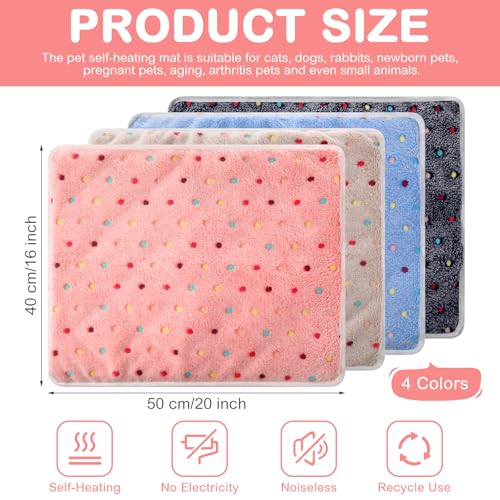4 Pack Self Heating Cat Bed Cat Self Warming Pad with Removable Cover Extra Warm Thermal Pet Pad Washable Pet Crate Mat Anti Slip Kennel for Indoor Outdoor Pets (16 x 20 Inches)