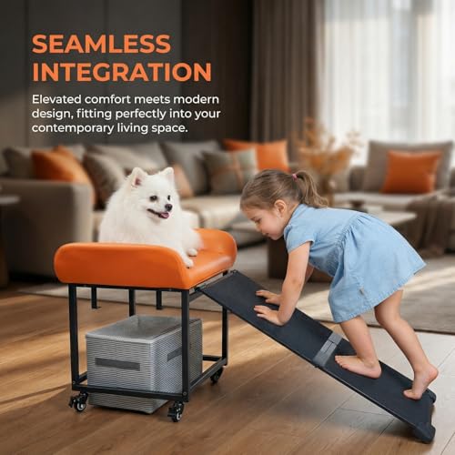 Dog and cat pet Sofa (Black-Orange leather)