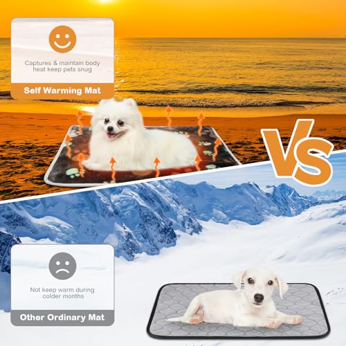 2 Pack Self Warming Cat Bed Self Heating Dog Pad Cat Warming Pad Thermal Pet Mat Washable Reflect Body Heat Removable Cover for Indoor Kittens Puppies Feral Pet (16 x 20 Inch)