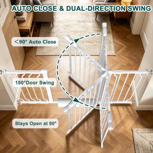 62.5" 71.6" Extra Wide Baby Gate for Doorways Long Dog Pet Gate (White / 62.6"-71.6")