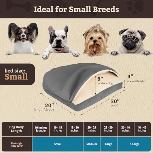 Rectangle Cozy Cave Dog Bed (Heather Gray / Small)