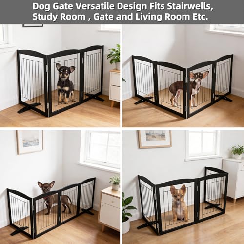 Freestanding Dog Fence Indoor (Black / 【3 Panels】60''w x 24''h)
