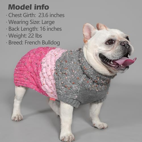Color Block Dog Sweater for Small Medium Dog Turtleneck Thermal Knit (X-Large (30-42lbs) / 02# Pink)