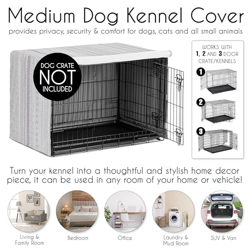 36in. Medium Dog Crate Cover (Grey Jacquard / 36.0"L x 23.5"W x 24.0"H)