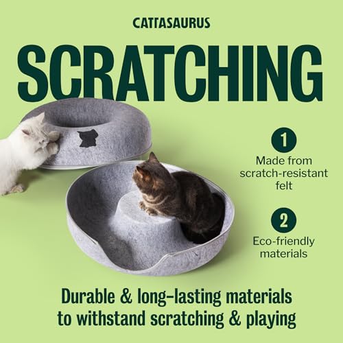 Peekaboo Cat Cave Donut for Multiple & Large Cats up to 30 (Light Gray + Light Gray / Large)