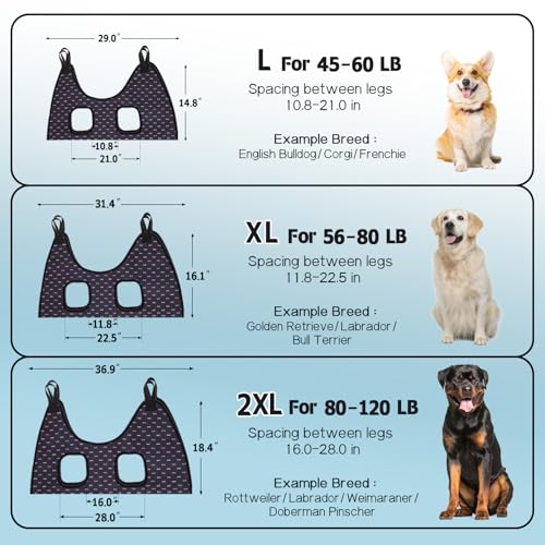 Dog Grooming Hammock for Nail Trimming (L（ Max 60 Lb：Leg space: 10.8"-21.0"） / Blackcurrant)