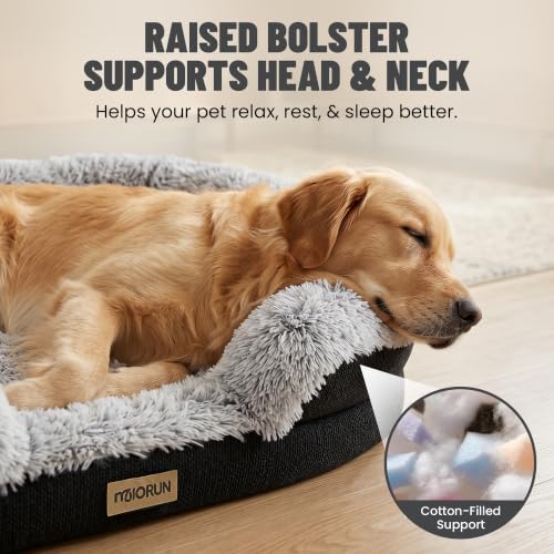 Fluffy Orthopedic Dog Beds Large Sized Dog (Gray / L(43", UP to 90lbs))