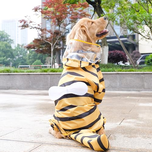 Dog Raincoat Tail Protect Legs Cover Bee Cosplay Raincoat Costume Cute Animals Pattern Raincoat Jacket for Medium Large Dogs 3XL (3XL-Back<18'' For 22-33lb dogs / Bee)