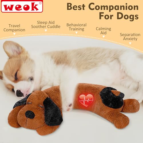 Puppy Heartbeat Toy for Separation Anxiety Relief (BROWN++++)