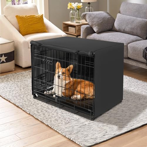 Dog Crate Cover (Black (with window) / 30 Inch)