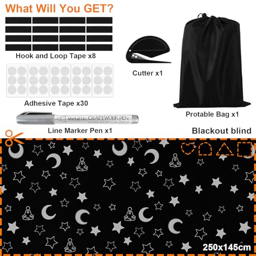 100% Upgraded Blackout Curtains (Star 98x57in)