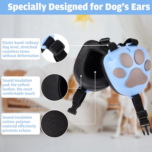 Dog Ear Muffs Noise Protection (Light Blue-gray / Medium)