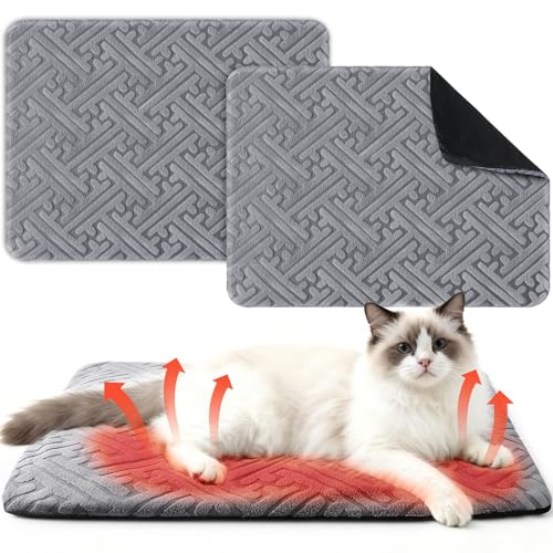 2 Pcs Winter Self Warming Cat Bed (Grey)