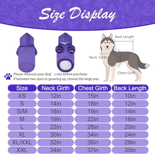 Dog Hoodie for Large Medium Small Dogs (Purple / X-Large)