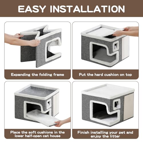 Cat Houses for Indoor Cats (Grey / Large)