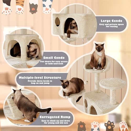 54in Cat Tree Tower (Beige / 54in)