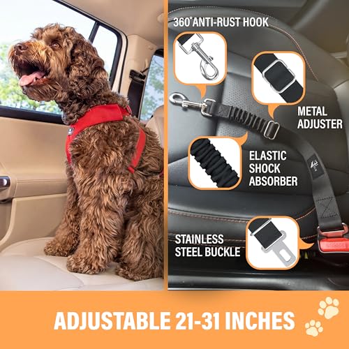 Dog Seatbelt Adjustable Safety Dog Seat Car Harness (1 Pack / Black)