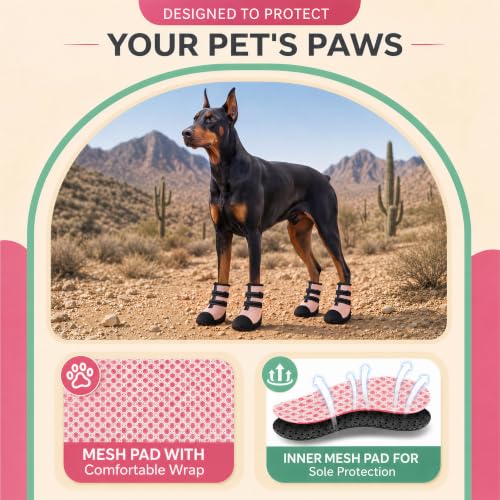 Dog Shoes Boots& Paw Protectors (Pink / XL)