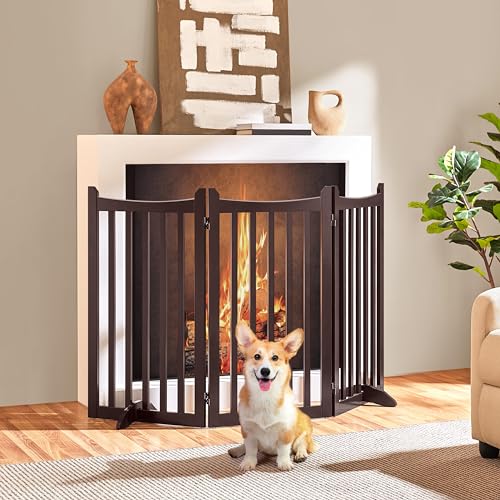 Freestanding Wooden Dog Gate (Espresso / 60" W x 36" H)