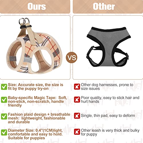 Dog Harness Medium Sized and Leash Set (Medium(Chest Girth 16" - 18") / Beige)
