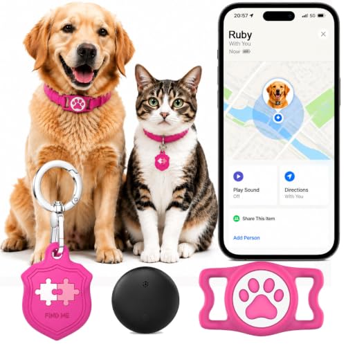 Dog Tracker with Apple Find My (Rose Red)