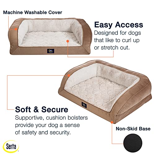 Orthopedic Quilted Couch Dog Bed for Pets (38.0"L x 27.0"W x 10.0"Th / Desert Sand)