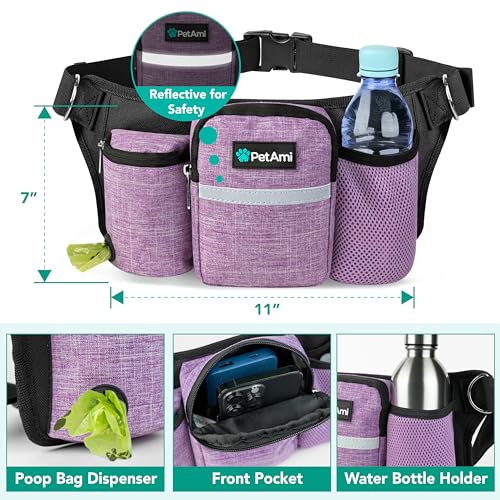Premium Hands Free Dog Leash for 2 Dogs (Purple / 2 Leashes)
