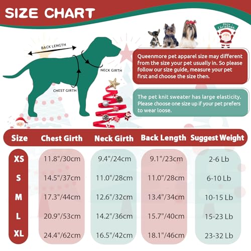 Small Dog Christmas Sweater for Medium Dogs Girl (Medium / Christmas Red)