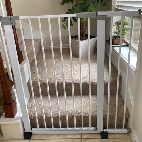 41 Inch Tall Baby Gate Auto Close Dog Gate (White / 29.92"-49.21" Wide)