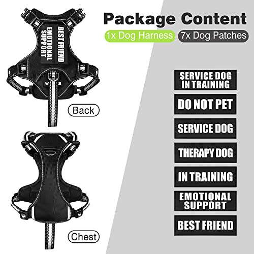 Service Dog Vest No Pull Dog Harness with 7 Dog Patches (Small / Black)