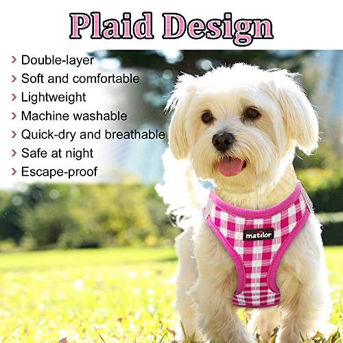 Dog Harness Step (Pink Checkered / Medium (Chest 13.5''-16.5'', Weight 10-15 lb))