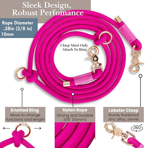 Hands Free Dog Leash (Pink / 8.2 ft x 3/8 in)
