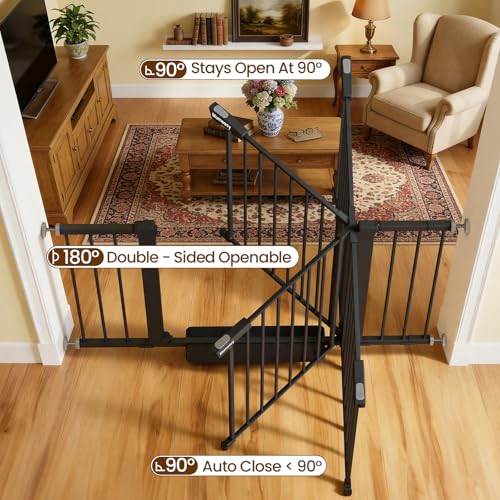 29.7 48" Baby Gate for Stairs (Black / 29.7-48"W x 30"H)