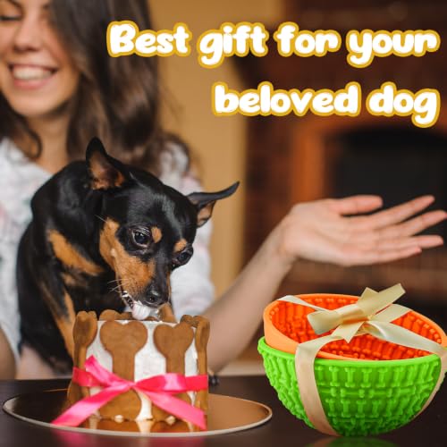 2 Pcs Dog Lick Bowl (Orange, Green)