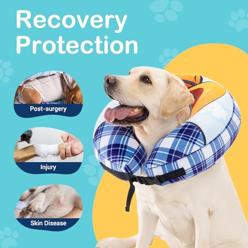 Inflatable Cowboy Dog Cone Collar (L(Neck 15"-18.1"))