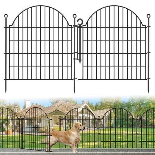 5 Panels No Dig Decorative Garden Fence with Gate (Black / 32 in(H))