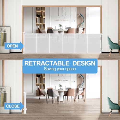 Retractable Baby Gate (White / 33x165 Inch)