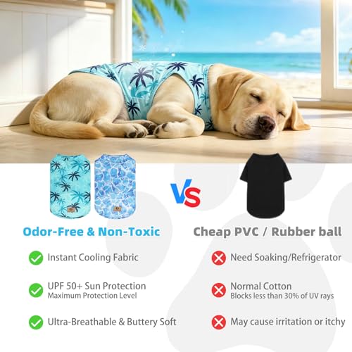Cooling Sunblock Dog Clothes for Large Dogs (Ice Cube & Coconut / X-Large(Chest 26", Back 19"))