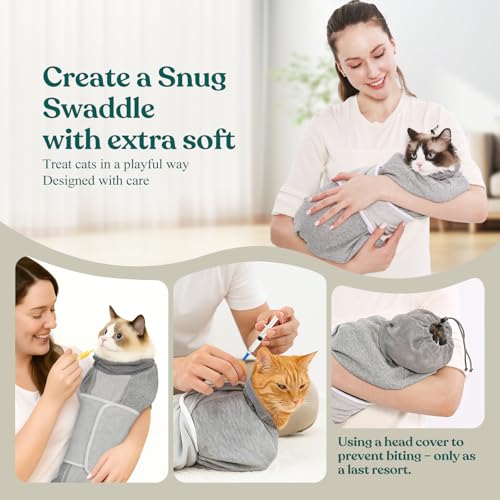 Cat Grooming Wrap for Cutting Nails (M: ( 12-17LB ) / Grey)