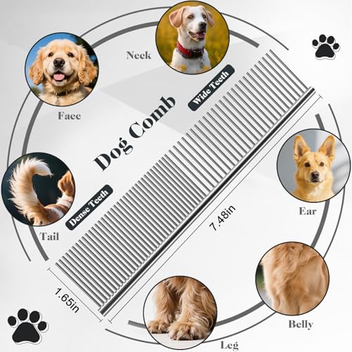 2PCS Slicker Brush for Dogs & Pet Comb (Blue / Gentle Large)