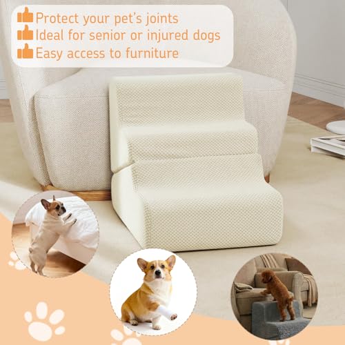 Dog Ramp for Bed (Beige / Standard 3 Step)