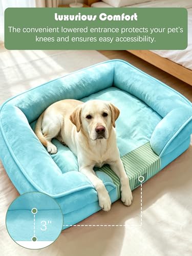 Orthopedic Dog Bed with Sides (42.0"L x 32.0"W x 6.5"Th / Ice Blue)