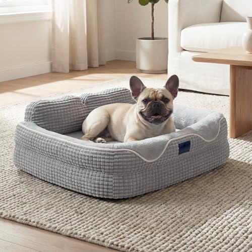 Square Dog Bed Medium Size Dog (Light Gray / 28"L x 22"W x 8"H)