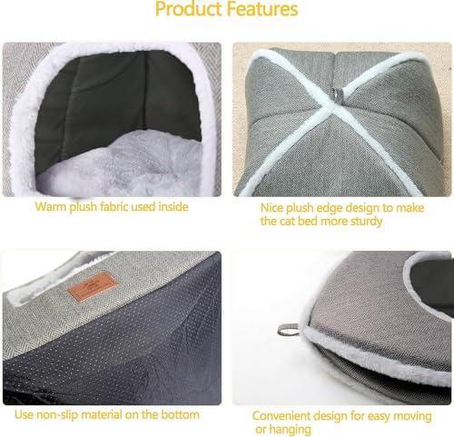 Cat Bed for Indoor Cats (Grey-2 / M(15 x 15 x 15 Inch))