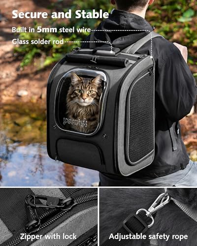 Cat Backpack Carrier (Gray / 14.9"L x 11.0"W x 19.6"H)