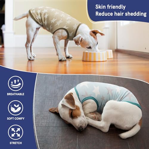 Dog Shirts Quick Dry Summer Cooling Star Printing Dogs T (Deep Green+Light Blue / X-Large)